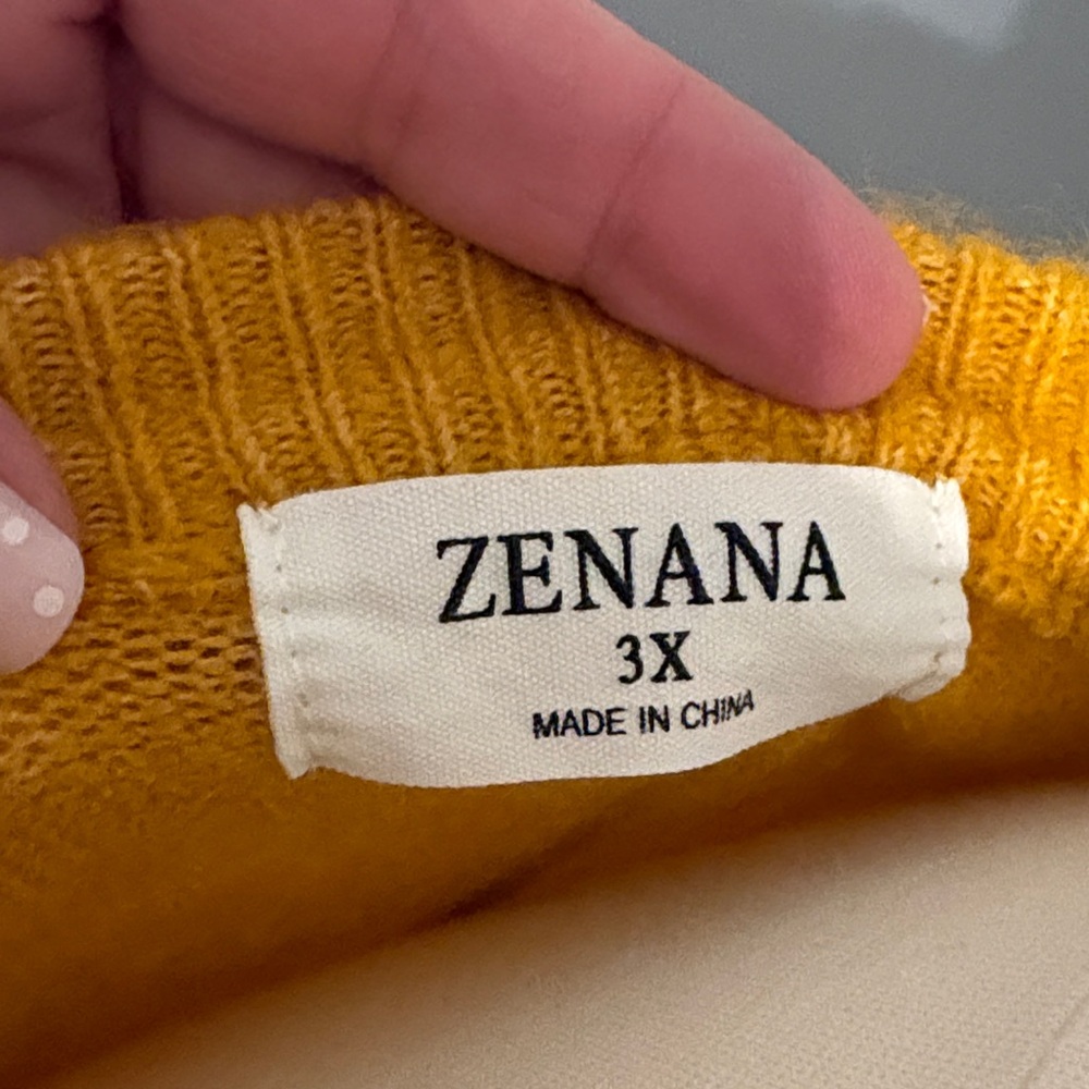 Zenana Outfitters Mustard/Bright Gold Crewneck Sweater with Pocket - Picture 2 of 8